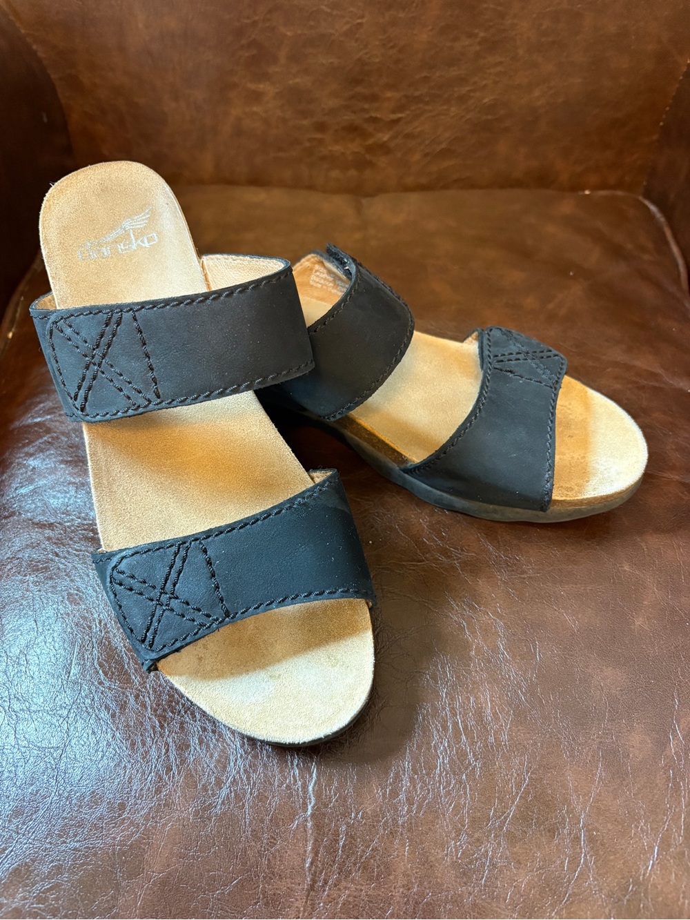 Dansko Black Two-Strap Slide Sandals for Women